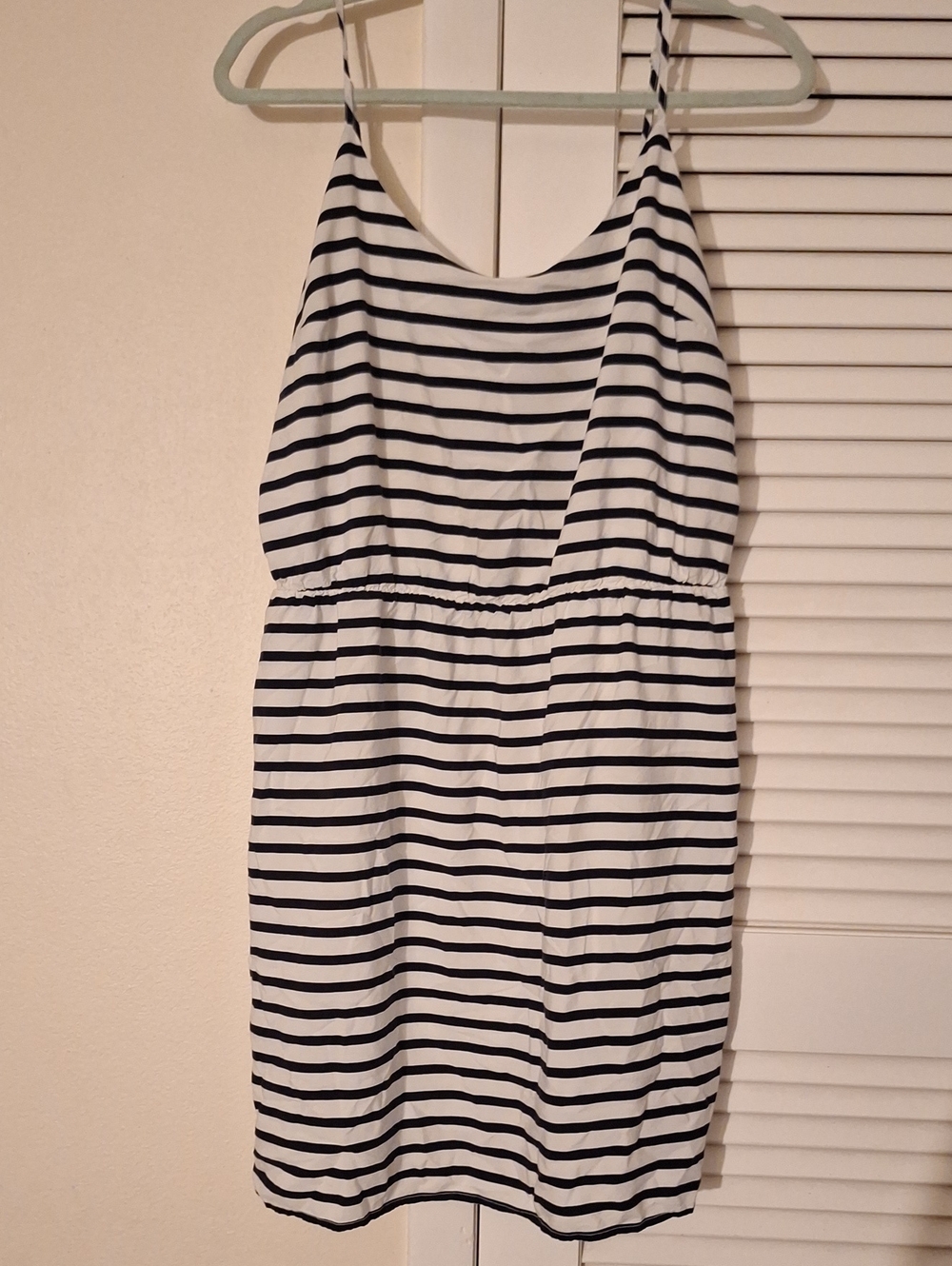 Old Navy Black and White Striped Spaghetti-Strap Midi Dress
